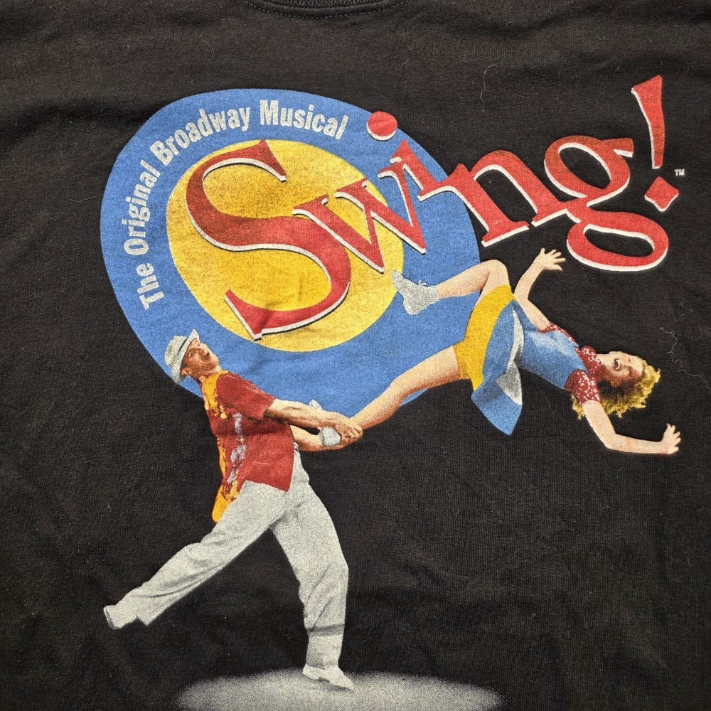 Vintage 1990's M & O Knits Swing! Broadway Musical T-Shirt Men's XXL‎ Black
